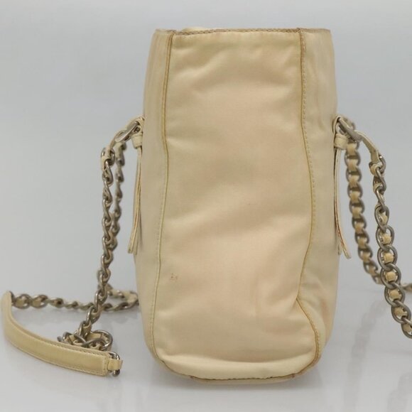 PRADA Chain Shoulder Bag Nylon Ivory Silver Auth 137031 - Picture 5 of 16